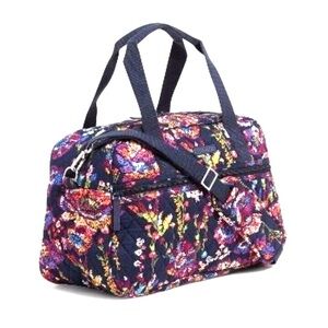 Vera Bradley Weekender Travel Bag w/ Trolley Sleeve Midnight Wildflowers